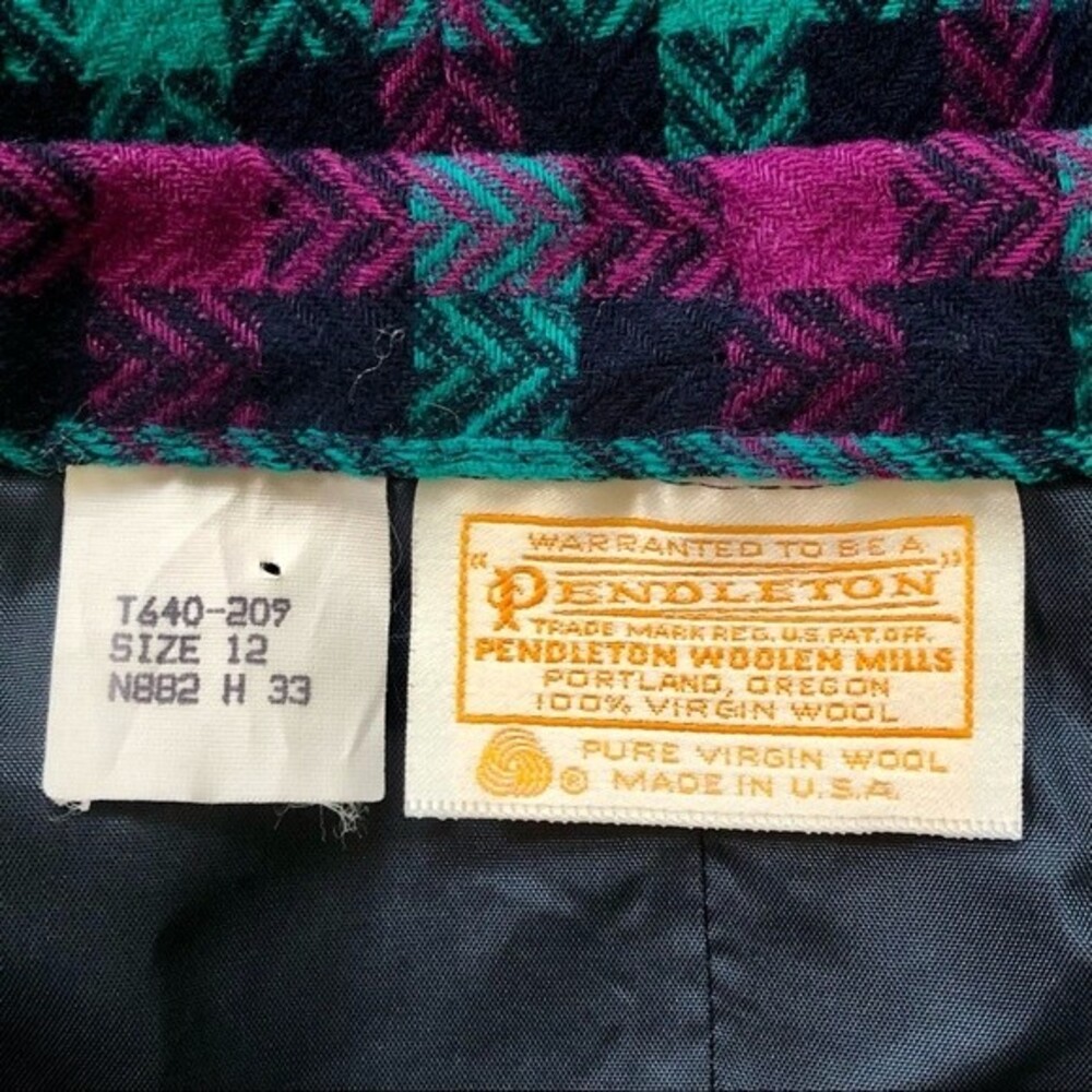 Vintage 80s Pendleton Wool Checked Mini Skirt Siz… - image 3